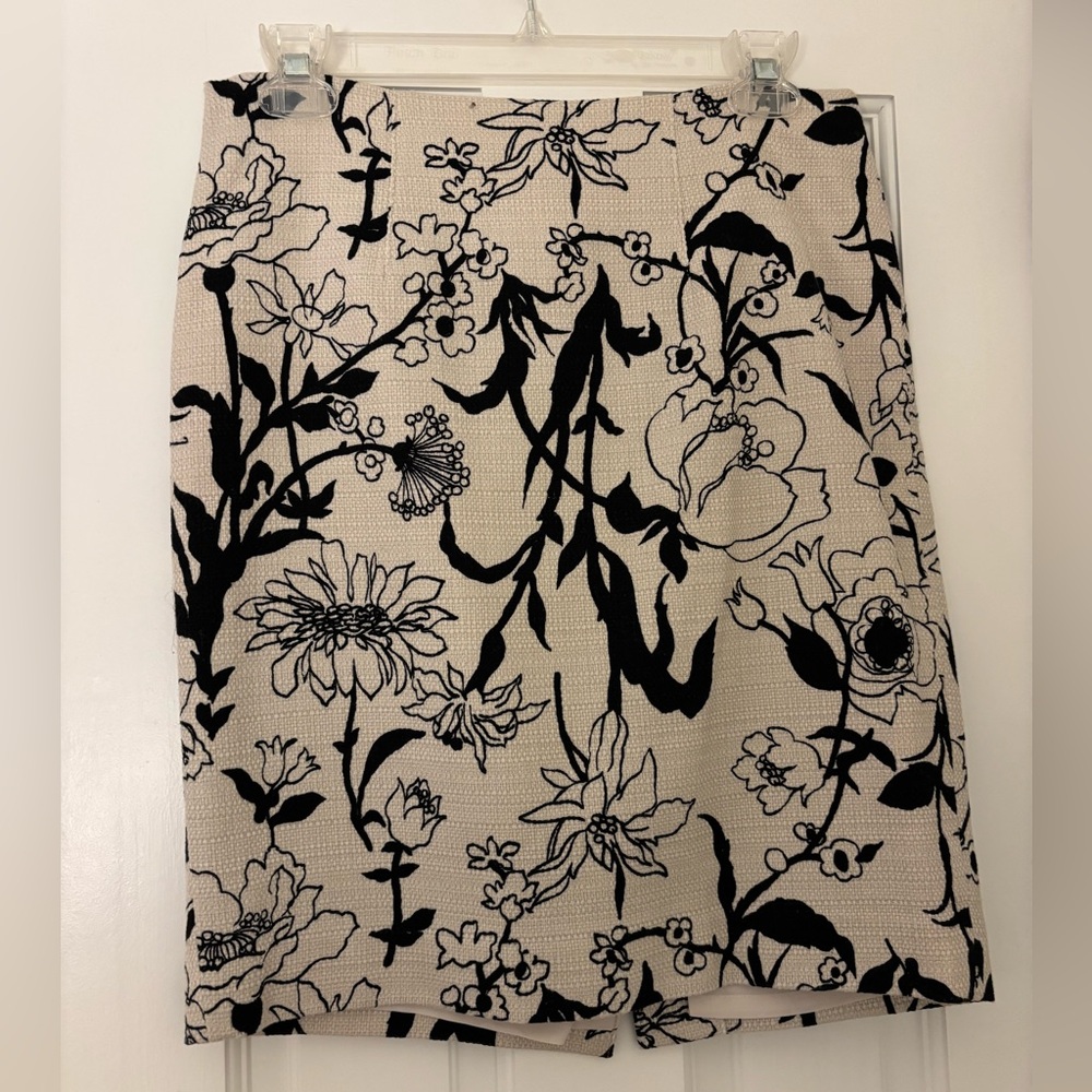 Ann Taylor Tan and Black Floral Skirt